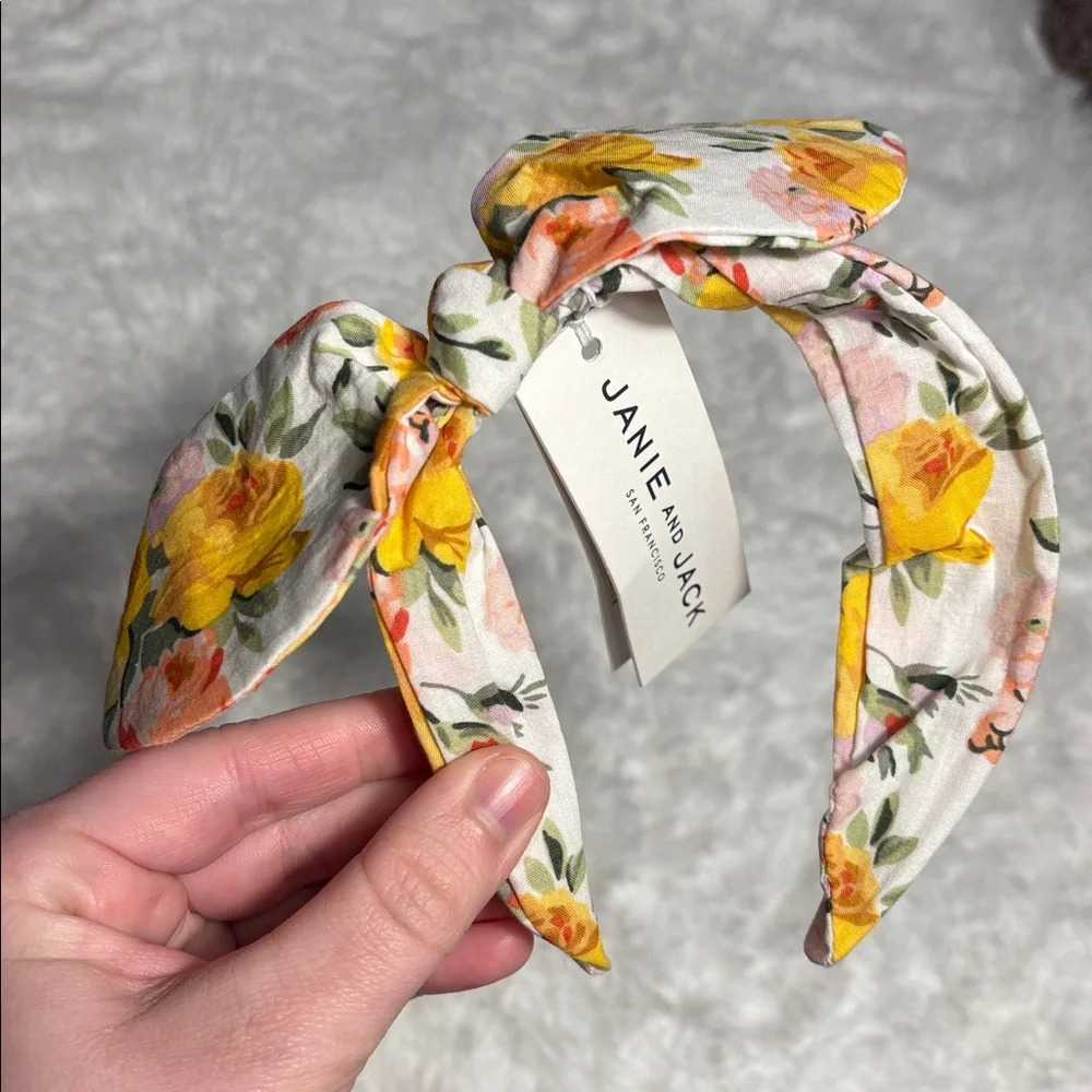 New Janie & Jack Bundle Of 2 Headbands Floral And Plaid One Size